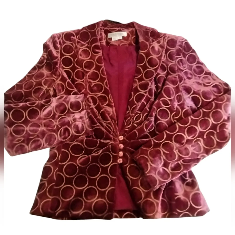 Y2K Kay Unger NY Women's Velour Art Wear Grannycore Old Money Blazer Size 8 Vamp
